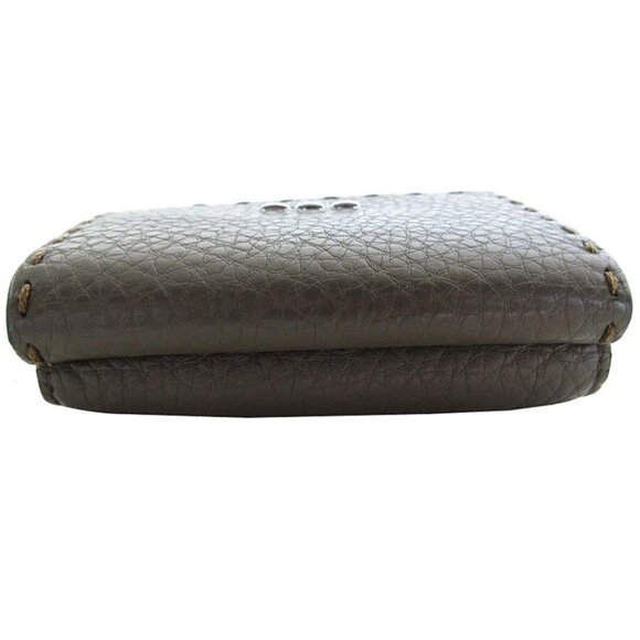 Auth FENDI Tri-fold wallet gray leather - Picture 5 of 10